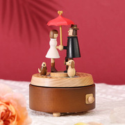 台湾jeancard卡农音乐盒，木质旋转创意情侣人节结婚礼物女孩子男友