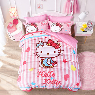 哈喽kitty凯蒂猫床上三四件套纯棉被罩四季薄款kt猫儿童家纺宿舍