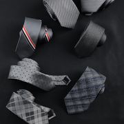 绅士灰色领带男韩版潮流工作上班手系职业衬衫正装男士休闲黑领带