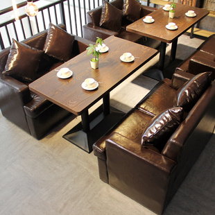 桌椅甜品饮品奶茶店小吃店卡座沙发咖啡厅桌椅组合主题西餐厅酒吧
