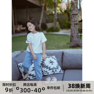 史豌豆(史豌豆)女童短袖t恤2024夏装亲子装洋气儿童休闲纯色圆领上衣
