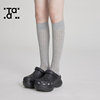 袜子女夏季薄款堆堆袜芭蕾，风miu系款jk竖条纹长筒显瘦灰色小腿袜