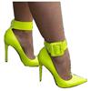 12cm夜店女士尖头鞋荧光绿色超细跟高跟鞋设计感小众礼服模特走秀