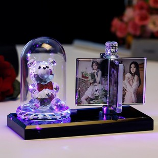 水晶相框摆台高级感照片定制diy来图婚纱照，情侣创意宝宝摆件