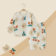 儿童睡衣夏季薄款纯棉分体，长袖婴儿空调服套装，纱布宝宝内衣家居服