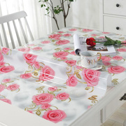 不透明防烫防油蔷薇红花软玻璃，pvc桌布塑料台布茶几餐桌垫水晶板