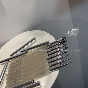 npc定制n系列冰黑美甲，笔刷彩绘拉线笔，大方圆头光疗排笔工具套装