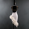 拉丁舞表演出比赛连衣裙高级白羽毛，钻中式露背吊带花服装