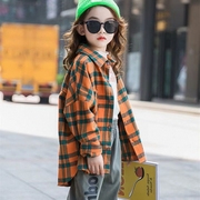 女童格子衬衫春秋，中大童衬衣儿童12岁韩版洋气，时髦小女孩上衣长袖