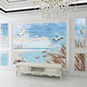 8d电视背景墙壁纸地中海，风格装饰客厅沙发墙纸墙布，3d卧室温馨壁画