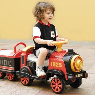 儿童电动火车可小坐玩具车宝宝汽车遥控四轮小孩男女人电瓶双人男