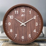 挂钟客厅静音复古时钟卧室圆形数字仿木挂表现代简约创意石英钟表