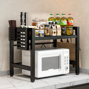 微波炉置物架厨房可伸缩多层电饭煲烤箱加厚台面，家用支架收纳神器