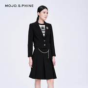 MOJO 秋冬季高级设计收腰黑色半身裙修身气质通勤西装裙子女套装