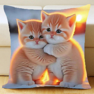情侣猫咪十字绣2023客厅沙发小件刺绣打发时间自己线绣抱枕套