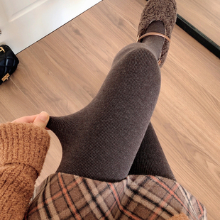 秋冬季奶咖啡色连裤袜，女加厚加绒烟灰色，打底裤袜显瘦深灰色踩脚袜