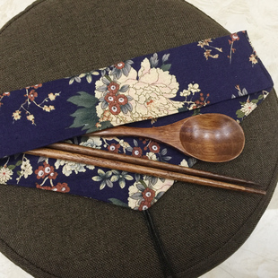 日式和风筷子勺子套装收纳袋创意家用便携餐具袋子筷子勺子叉子套