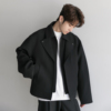 chicerro西西里男装春季设计感黑色休闲假两件高级感翻领夹克外套