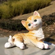 可爱橘猫摆件仿真猫咪桌面，树脂装饰品动物模型，田园治愈系节日礼物