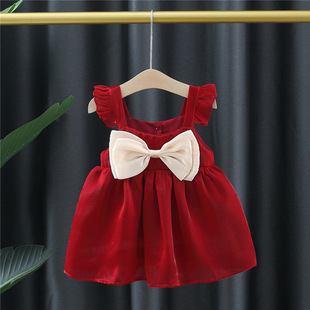 女宝宝洋气吊带裙夏装2女童，公主连衣裙1-3岁婴儿周岁礼服裙子