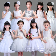 六一儿童公主裙演出服，女童跳舞白色纱裙幼儿园，小学生合唱表演服装