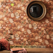 极速美式复古壁纸梵高壁画墨绿色墙布卧室F客厅电视背景墙法式卧