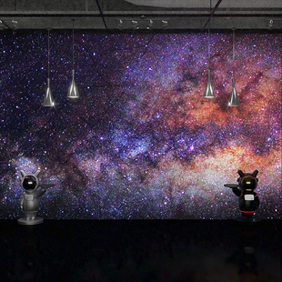 3d科幻太空壁布宇宙主题背景，墙布ktv卧室，儿童房墙纸星空网红壁纸