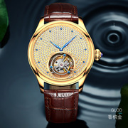 手表镂空皮带瑞士机芯品牌防水机械，男时尚真皮，夜光陀飞轮国产腕表