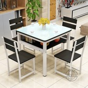 双层桌餐桌椅组合储物桌家用小户型，桌四方桌简约现代钢化玻璃桌子