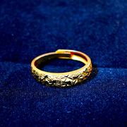沙金戒指女款越南素圈满天星男女情侣款婚戒不易掉色黄金色饰品潮