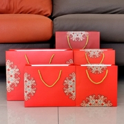 红色袋手提中国风喜庆礼盒茶叶包装袋结婚回礼纸袋糖果烟酒袋