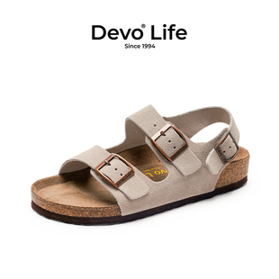 devo的沃软木凉鞋，女休闲平跟夏季时尚沙滩，拖鞋情侣款凉拖鞋2627