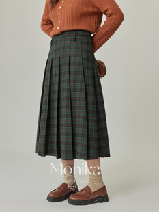 摩妮卡大码女装英伦风格纹，半身裙胖mm春装，2024高腰显瘦长裙