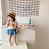 ins韩版女婴儿夏装花朵纯色短袖T恤可爱女童宝宝包屁牛仔裙两件套