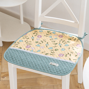 四季通用纯棉小清新椅子垫有绑带餐椅垫，粉绿木椅子办公坐垫可机洗