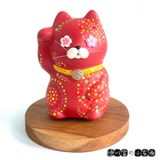 日本 匠人手工 花朵眼睛 七色 招财猫 好运招福 可爱 摆件