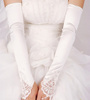 新娘加长手套配婚纱礼服袖套白色绣花红色勾指长款晚装旗袍低