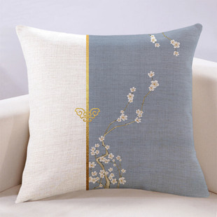 新中式奢华古典花鸟复古抱枕，高档红木沙发靠背坐垫，床头棉麻靠枕套