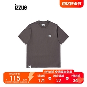 izzue男装短袖t恤春季休闲简约logo布贴印花1262s2i