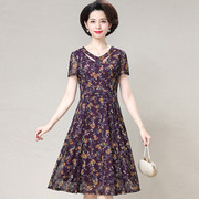 妈妈夏装连衣裙高贵气质，时尚台湾纱品牌中老年，女士优雅裙子