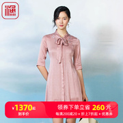 fishing服饰连衣裙2023女名媛气质，中袖真丝中长裙子fgfb0120