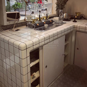 小白砖转角美弧砖厨房瓷砖浴室墙砖绿半圆角吧台橱柜台面日式弧形