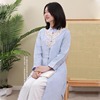 中式民族风亚麻刺绣，纯色长袖衬衫，女2024年春季薄款立领宽松长衫