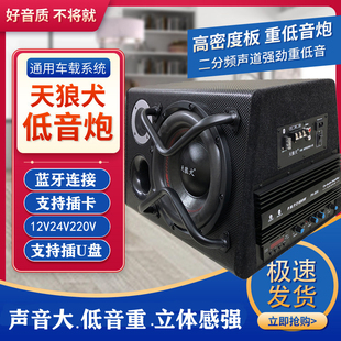 10寸梯型12v24v车载有源汽车低音炮220v插卡蓝牙，版大功率音响音箱