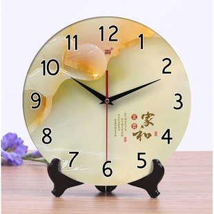 承沁陶瓷钟表创意时钟客厅挂钟座钟两用静音仿玉雕大数字摆钟