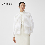 lancy朗姿2023冬季白色皮草，外套水貂毛皮，短款外套女时尚上衣