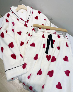 1.1号女式保暖珊瑚绒上衣，裤子睡衣套装家居服套装~加厚款