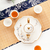 唐山骨瓷小茶具套装4人花茶，茶杯茶壶包金茶具结婚送礼盒