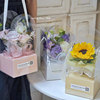 花中情pvc手提盒透明玫瑰鲜花，包装手提插花袋花束，包花盒(包花盒)diy手工