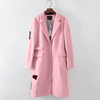 灵系列秋冬品牌女装，库存折扣粉红色中长款毛呢大衣f972